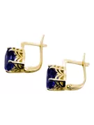 Oro amarillo de 8 quilates 333 Sapphire pendientes vec003x-sp Ruso Soviético URSS Joyería vintage Art Deco style